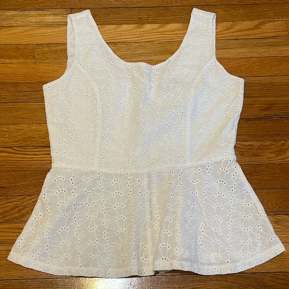 Imaginary Voyage White Eyelet Top, Large